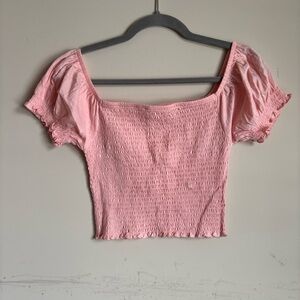 Me to We Light Pink Smocked Crop Top
